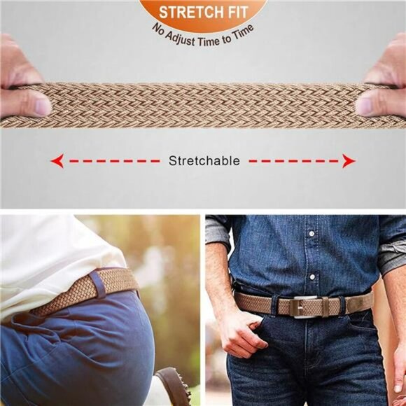 Mens Stretch Woven Belt Braided Web Belt for Golf Casual Jeans Pants 1 3 8 - Picture 4 of 7